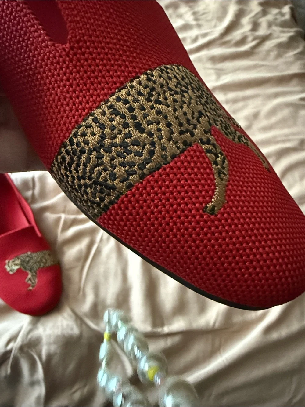 Vivaia Red leopard Cheetah Rounded Toe Audrey Loafers Size 37.5